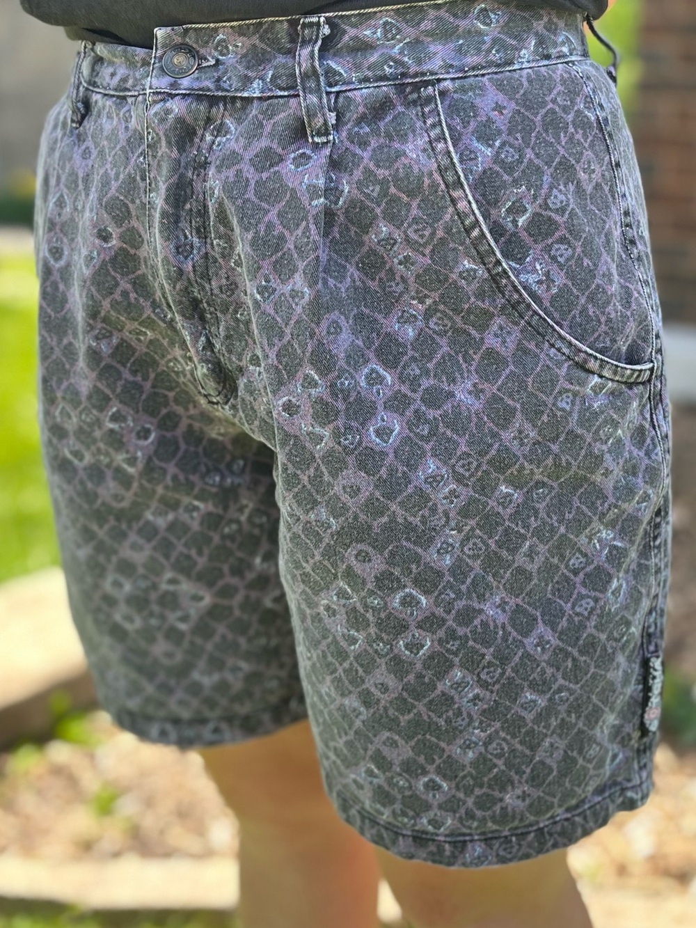 Super Rare Vintage 80s Gotcha Reptile Print Denim Shorts Skate Festival Size 30